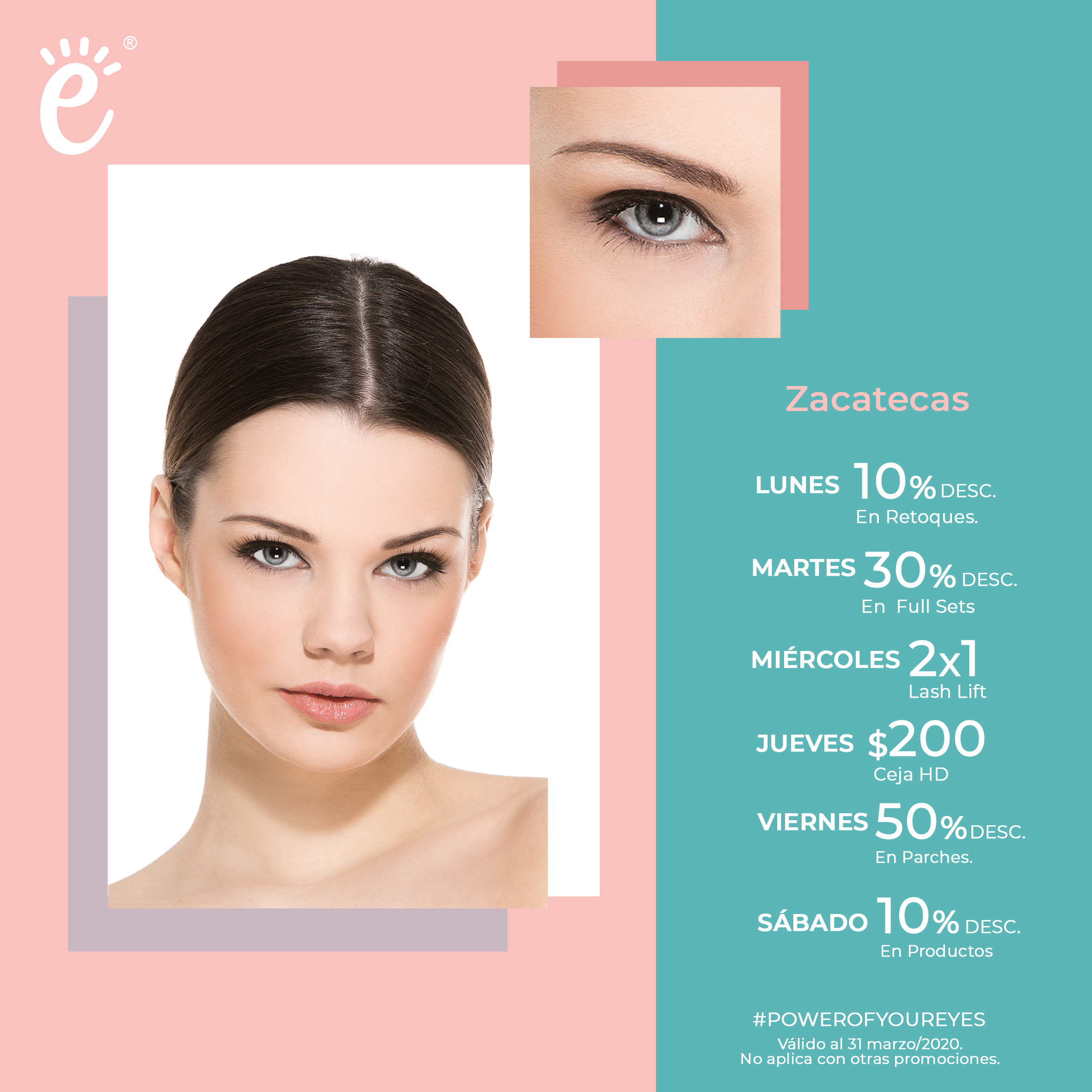 LUNES: 10% OFF RETOQUES MARTES: FULL SETS 30% OFF MIÉRCOLES: LASH LIFT 2x1 JUEVES: Ceja HD $200 VIER